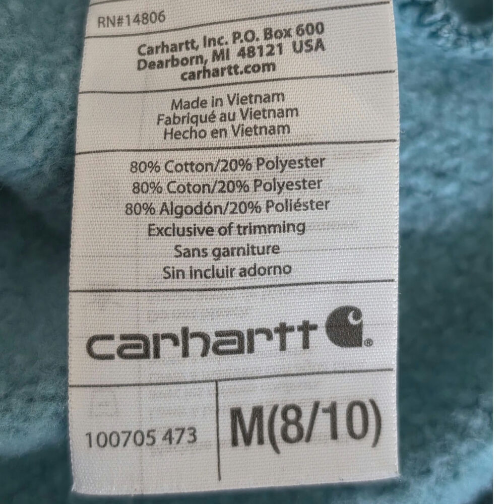 Carhartt Women's Clarksburg Quarter-Zip Pullover Hoodie Heathered Teal Green M - Picture 7 of 10